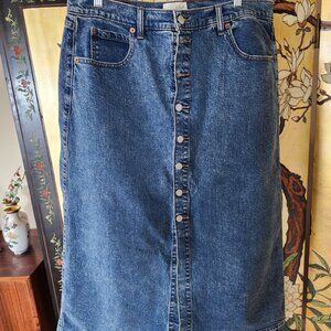 Universal Thread Skirt Blue Denim Button Front Midi skirt 14